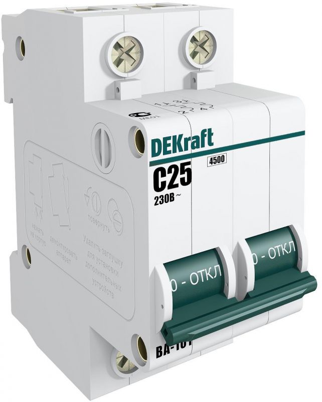 

Выключатель автоматический Systeme Electric BA-101 DEKraft двухполюсный (2P/2П) 1А C 4,5 кА (11061DEK), BA-101