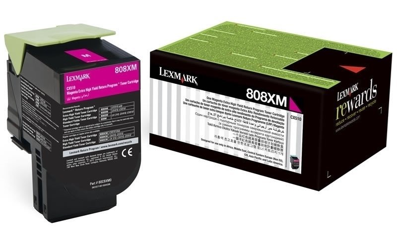 

Картридж лазерный Lexmark 808XM/80C8XM0, пурпурный, 4000 страниц, оригинальный для CX510, 808XM