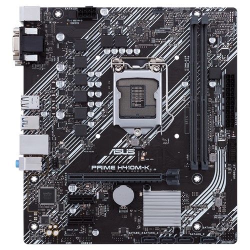 Материнская плата ASUS PRIME H410M-K, Socket1200, Intel H410, 2xDDR4, PCI-Ex16, 4SATA3, 7.1-ch, GLAN, 4 USB 3.2, VGA, DVI, mATX, Retail б/у, с внутреннего использования, следы эксплуатации, комплект: задняя планка