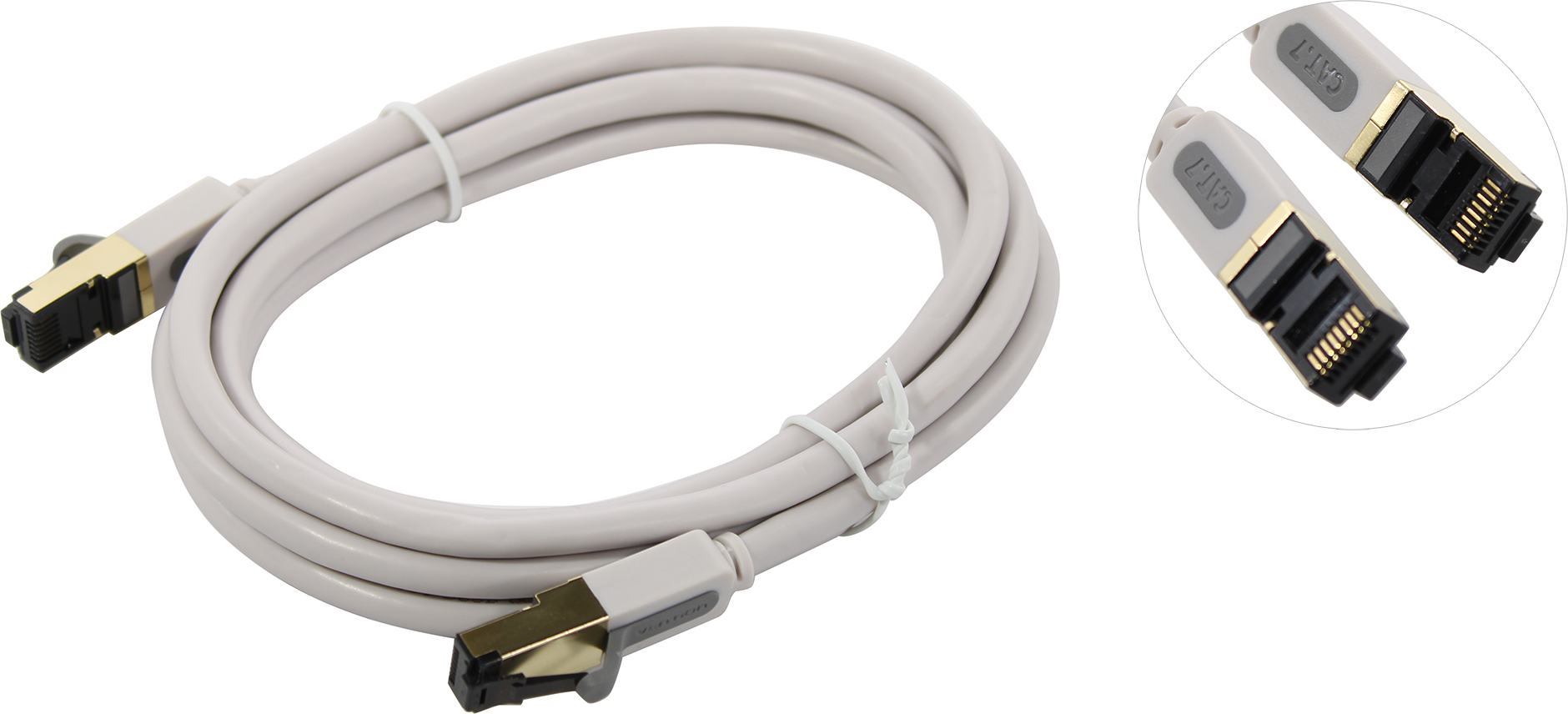 

Патч-корд SFTP кат.7, 2 м, RJ45-RJ45, серый, экранированный, Vention