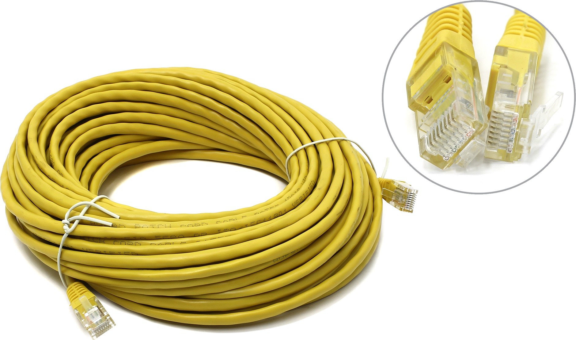 Патч-корд UTP кат.5e, 20 м, RJ45-RJ45, желтый, Aopen