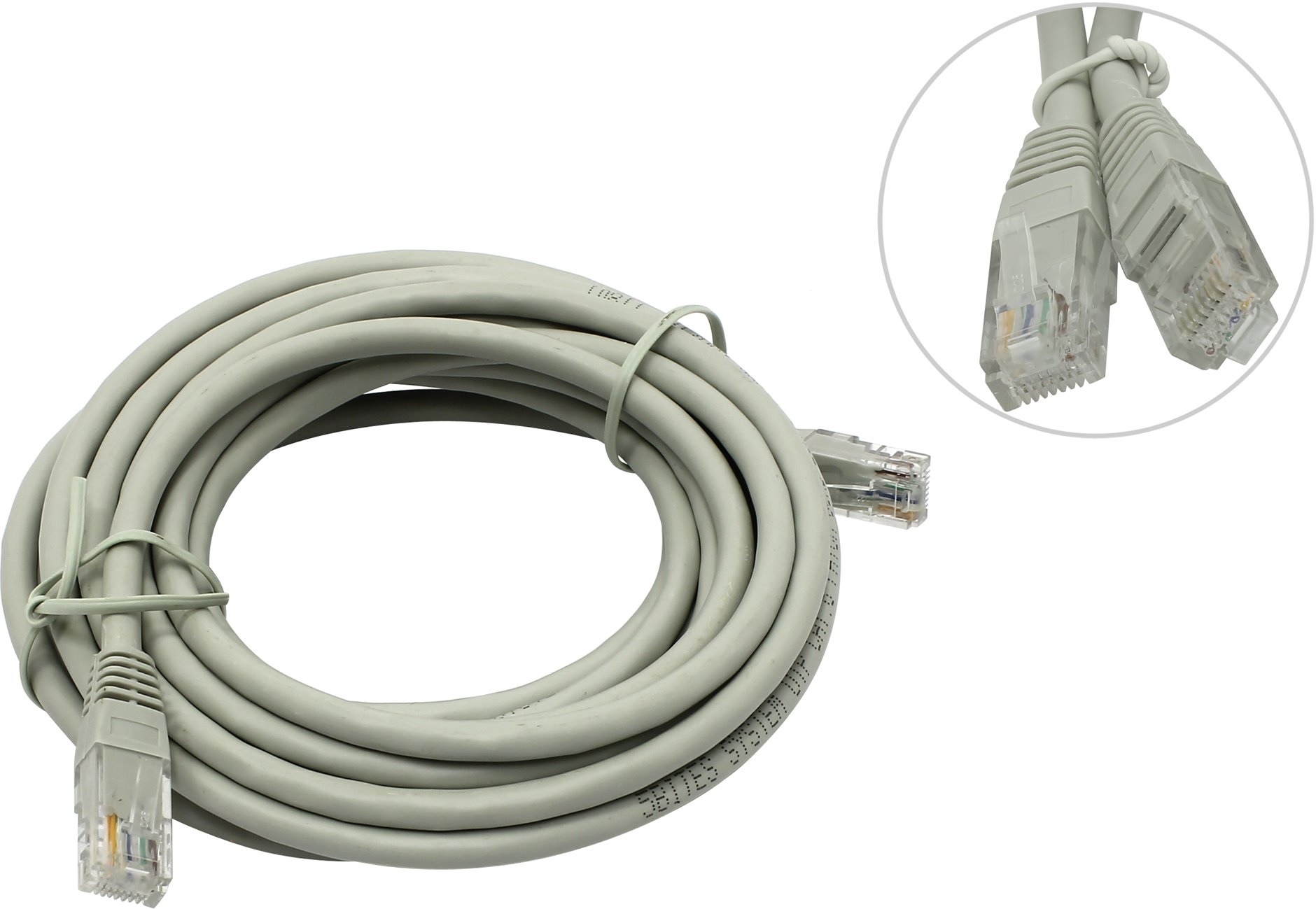 

Патч-корд UTP кат.6, 5 м, RJ45-RJ45, серый, TELECOM