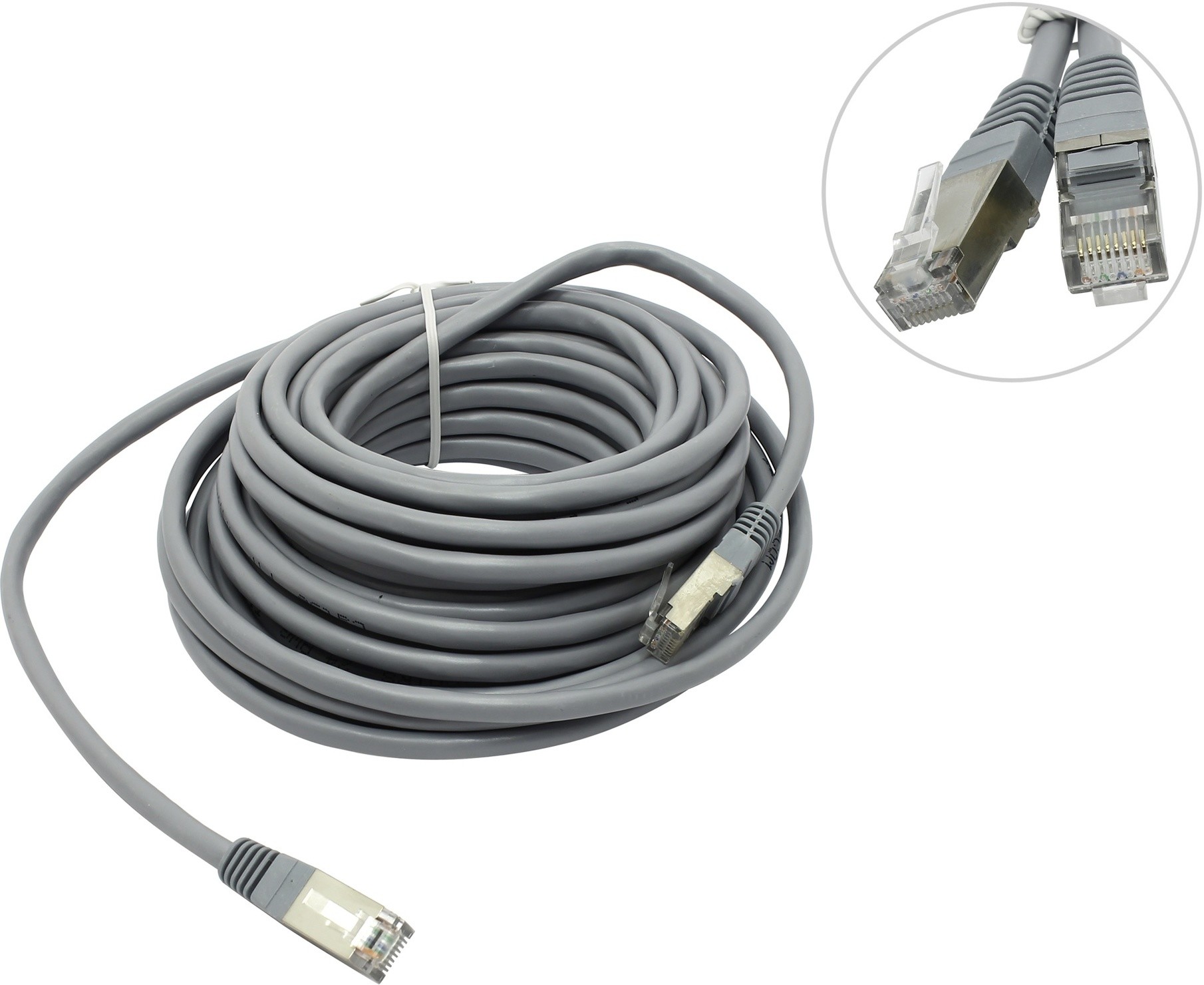 

Патч-корд FTP кат.5e, 10 м, RJ45-RJ45, серый, экранированный, TELECOM