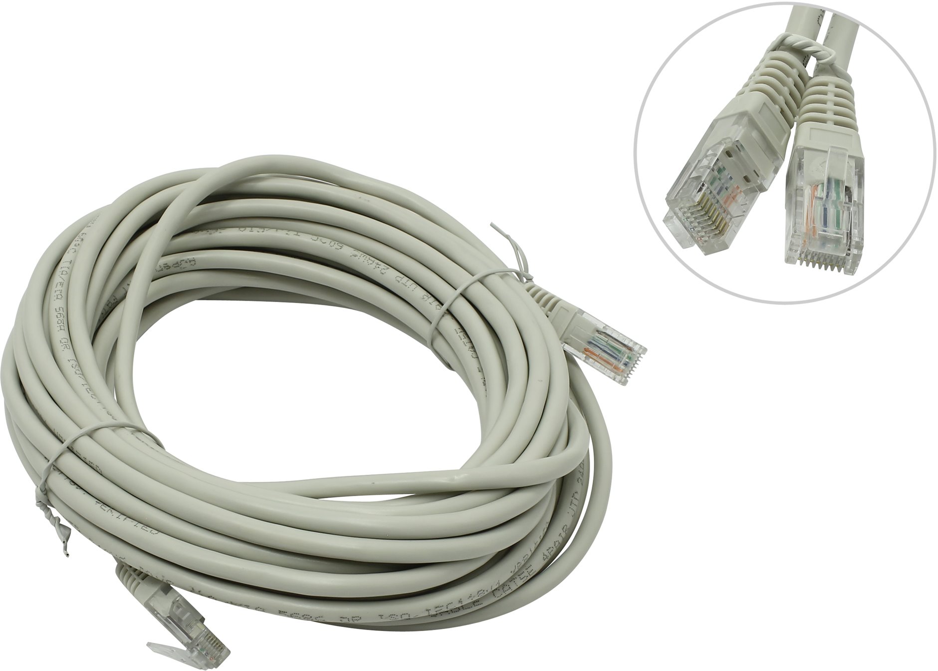 

Патч-корд UTP кат.5e, 10 м, RJ45-RJ45, серый, Exegate