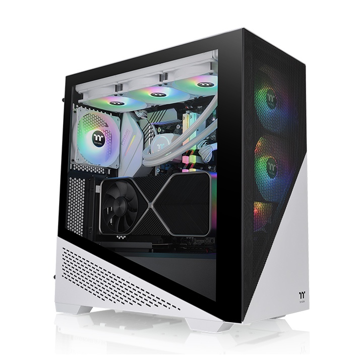 Корпус Thermaltake Divider 370 TG ARGB, EATX, Midi-Tower, 2xUSB 3.0, RGB подсветка, белый, без БП (CA-1S4-00M6WN-00)