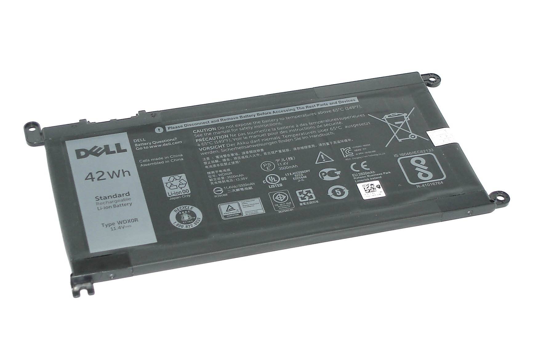 

Аккумуляторная батарея Dell WDX0R для Dell, 11.4V, 42Wh, черный, техническая упаковка (WDX0R-SP), WDX0R