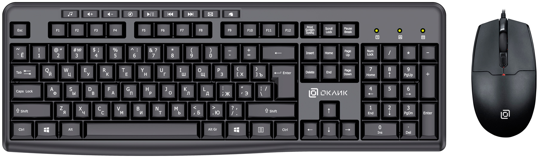 

Клавиатура + мышь Oklick S650, USB, черный (1875246), S650