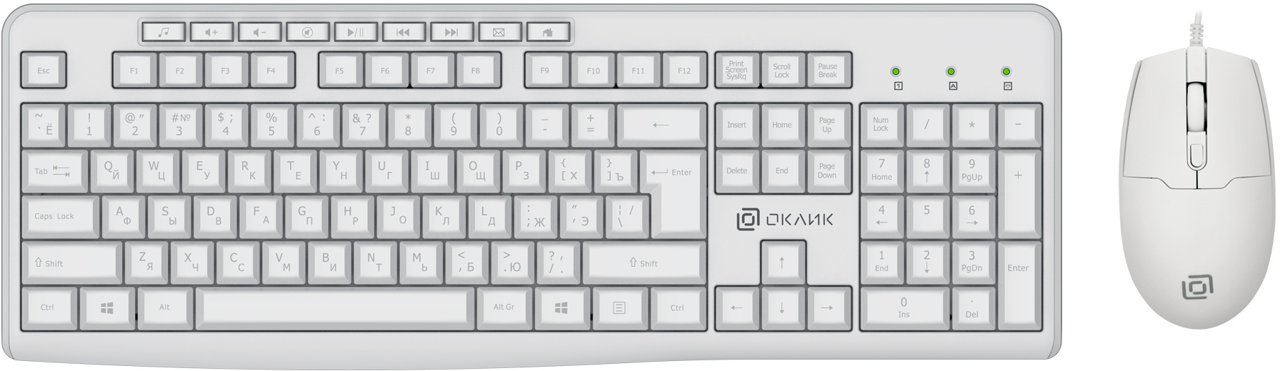 Клавиатура + мышь Oklick S650, USB, белый (1875257)