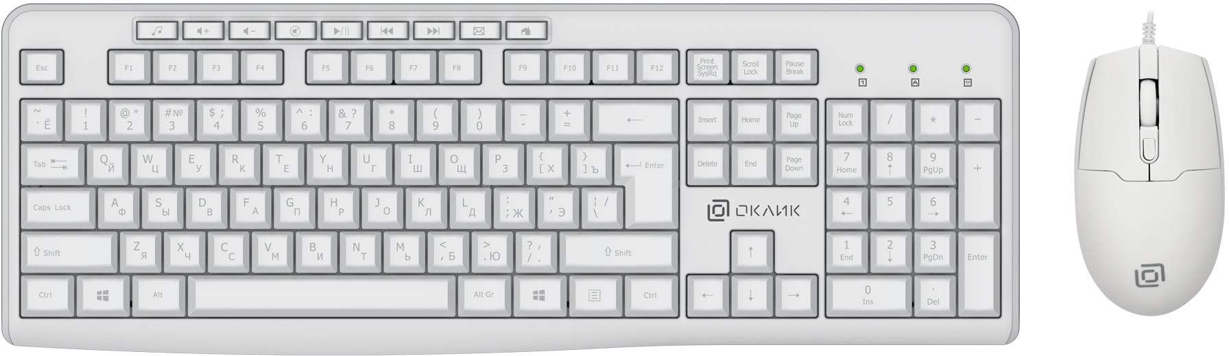 

Клавиатура + мышь Oklick S650, USB, белый (1875257), S650