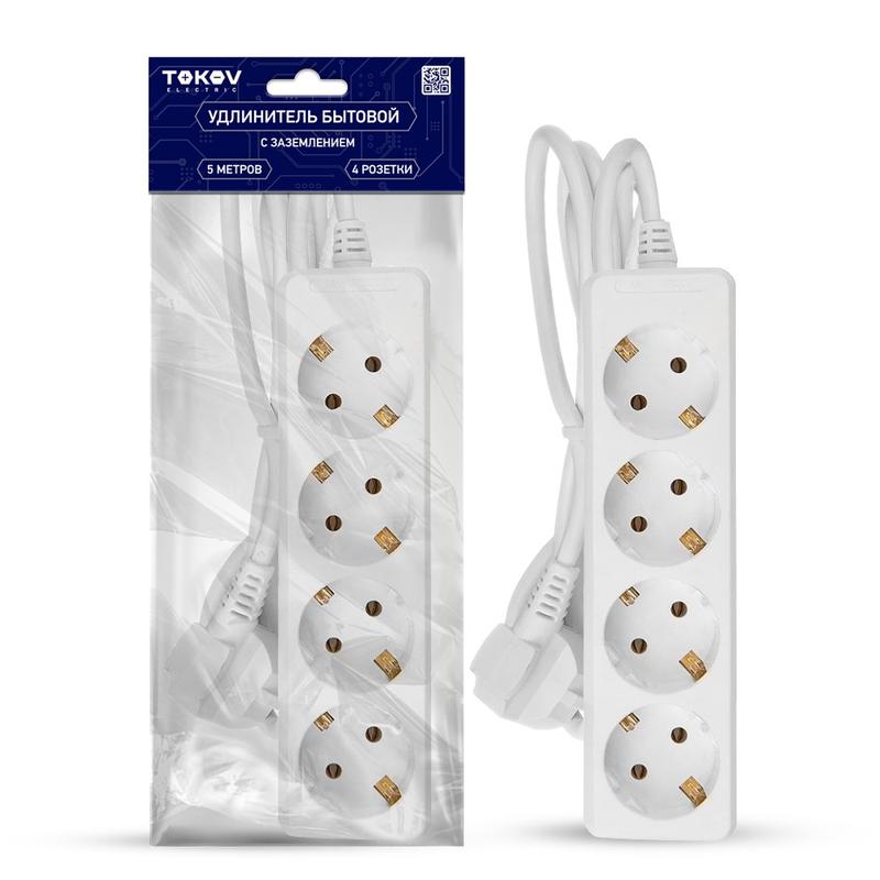 Удлинитель TOKOV ELECTRIC 4-розетки, 5 м