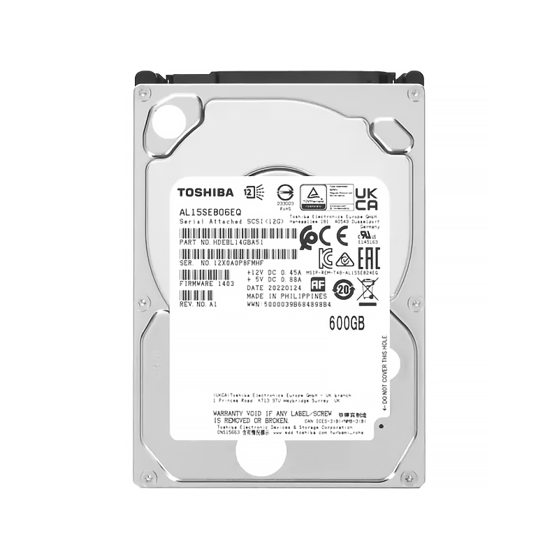 

Жесткий диск (HDD) Toshiba 600Gb AL15SEB, 2.5", 10K, 128Mb, 512e, SAS 12Gb/s (AL15SEB06EQ)