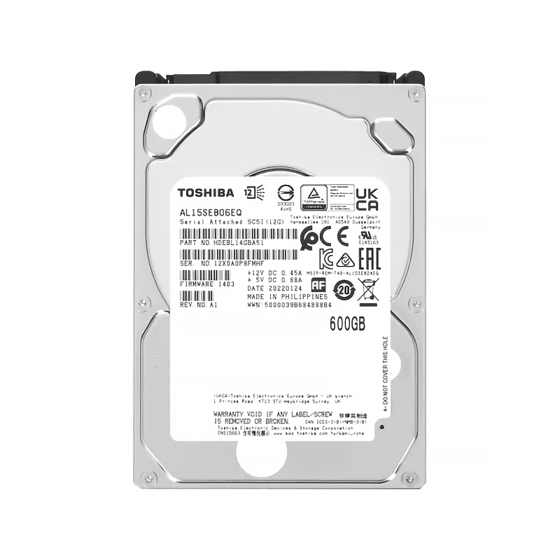 Жесткий диск (HDD) Toshiba 600Gb AL15SEB, 2.5", 10K, 128Mb, 512e, SAS 12Gb/s (AL15SEB06EQ)