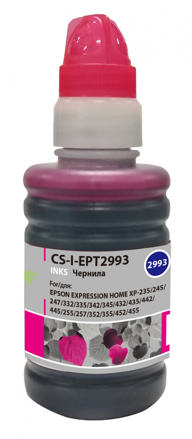 

Чернила Cactus CS-I-EPT2993, 100 мл, пурпурный, совместимые для Epson Expresion Home XP-235/332/335/432/435, CS-I-EPT2993