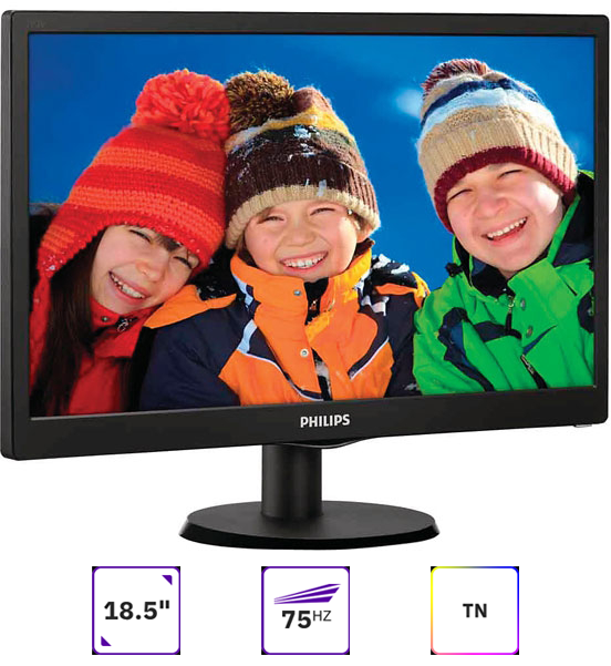 

Монитор 18.5" Philips 193V5LSB2/10/62 TN, 1366x768 (16:9), 200cd/m2, 5ms, VGA, черный, 193V5LSB2/10/62