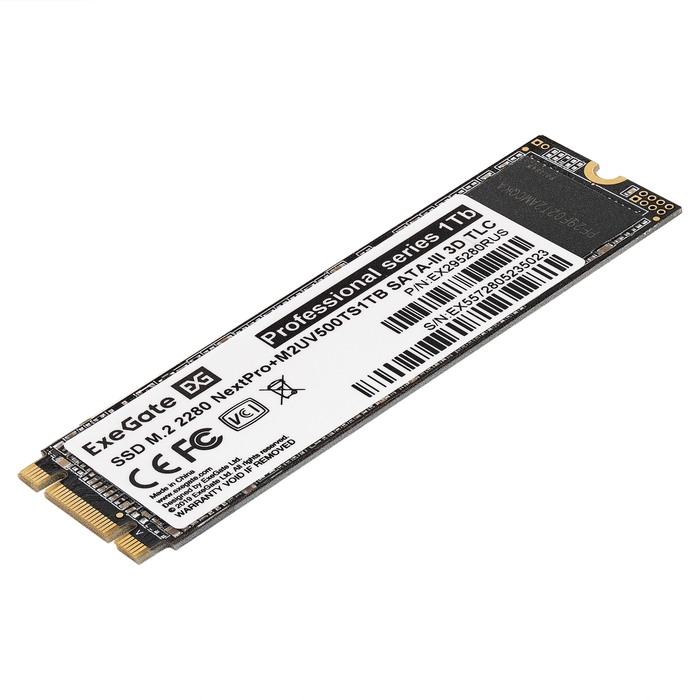 

Твердотельный накопитель (SSD) Exegate 1Tb NextPro+ M2UV500TS1TB, 2280, M.2 (EX295280RUS) Retail