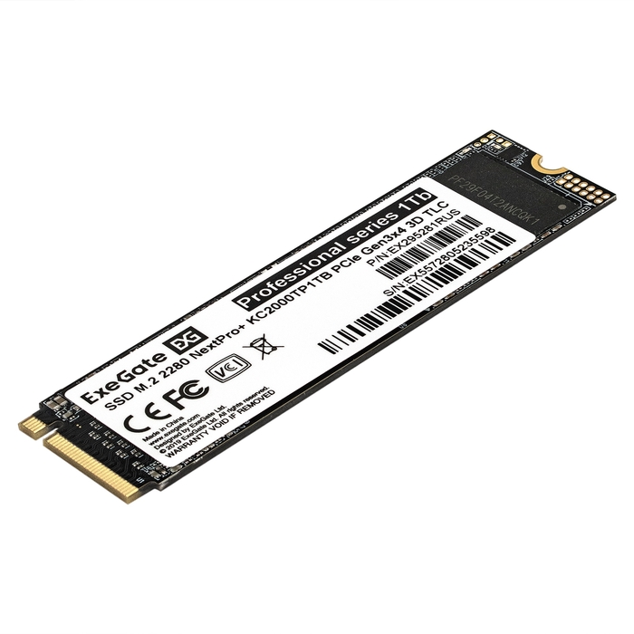 Твердотельный накопитель (SSD) Exegate 1Tb NextPro+ KC2000TP1TB, 2280, PCI-E, NVMe (EX295281RUS) Retail - фото 1