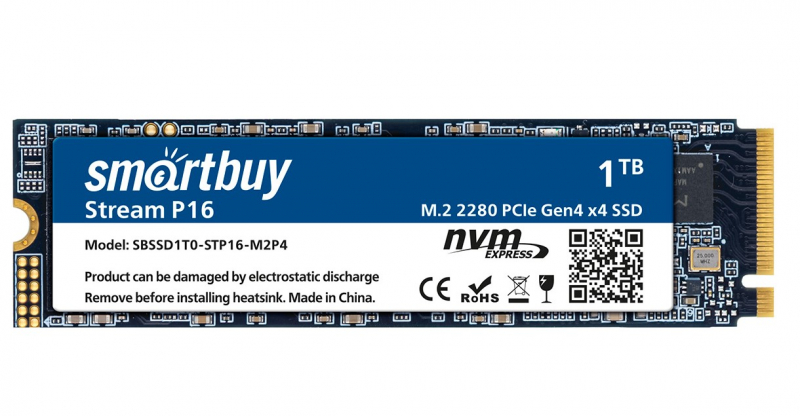 Твердотельный накопитель (SSD) SmartBuy 1Tb Stream P16, 2280, PCI-E (SBSSD1T0-STP16-M2P4) Retail - фото 1