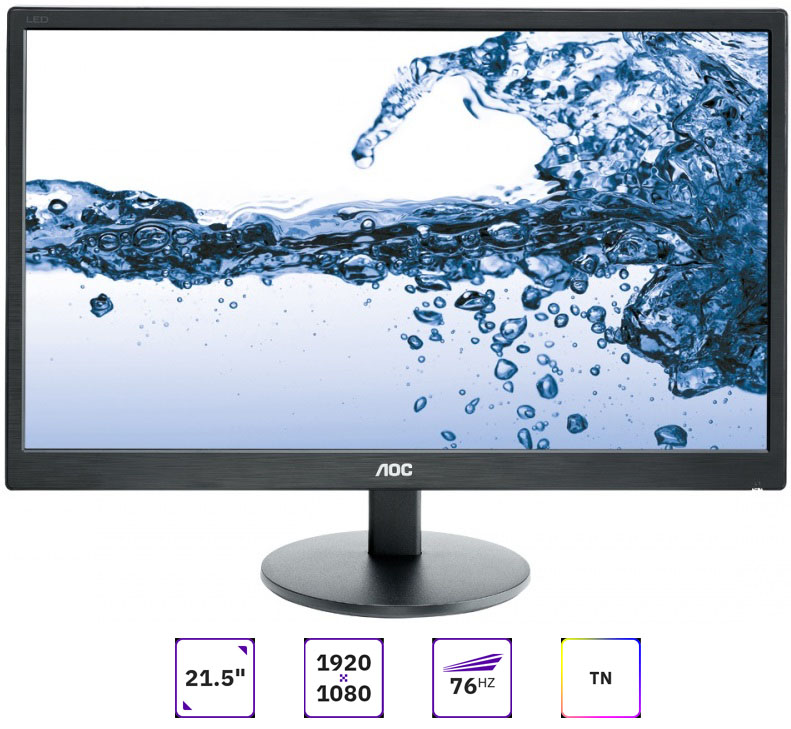 

Монитор 21.5" AOC E2270SWHN TN, 1920x1080 (16:9), 200cd/m2, 5ms, VGA, HDMI, черный, E2270SWHN