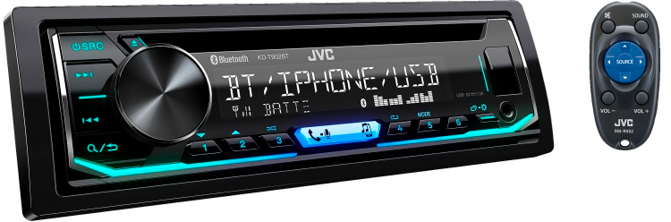 

Автомагнитола JVC, 1 DIN, 4x4x50Вт, Bluetooth, черный (KD-T902BT)