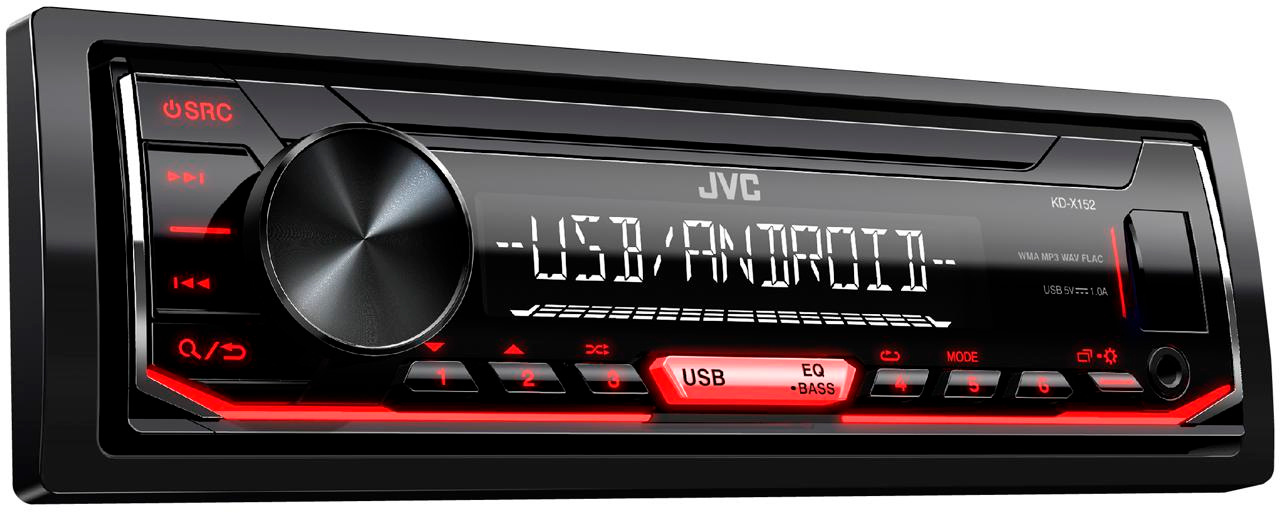 Автомагнитола JVC, 1 DIN, 4x4x50Вт, черный