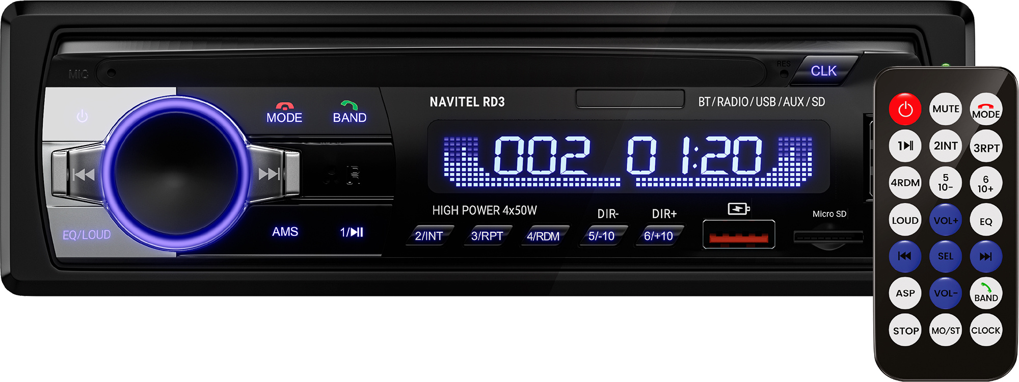 

Автомагнитола NAVITEL, 1 DIN, USB, Bluetooth (RD3)