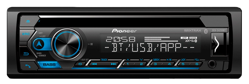 Автомагнитола Pioneer, 1 DIN, 4x4x50Вт, черный