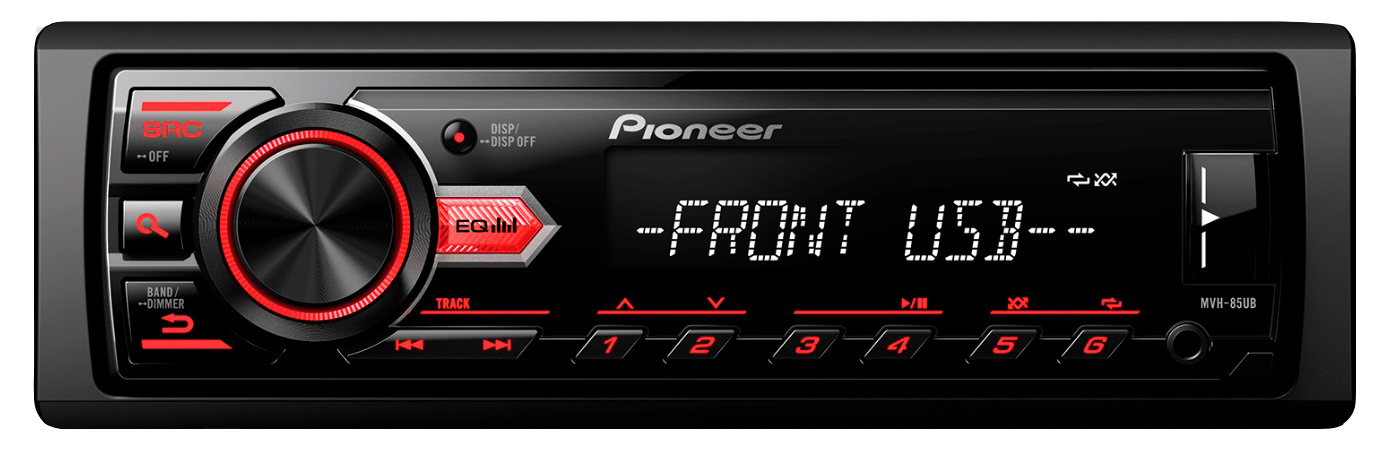 

Автомагнитола Pioneer, 1 DIN, 4x4x50Вт, черный (MVH-85UB)