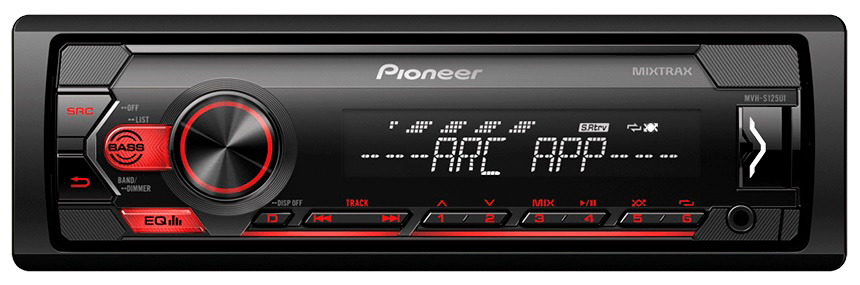 

Автомагнитола Pioneer, 1 DIN, 4x4x50Вт, черный (MVH-S125UI)
