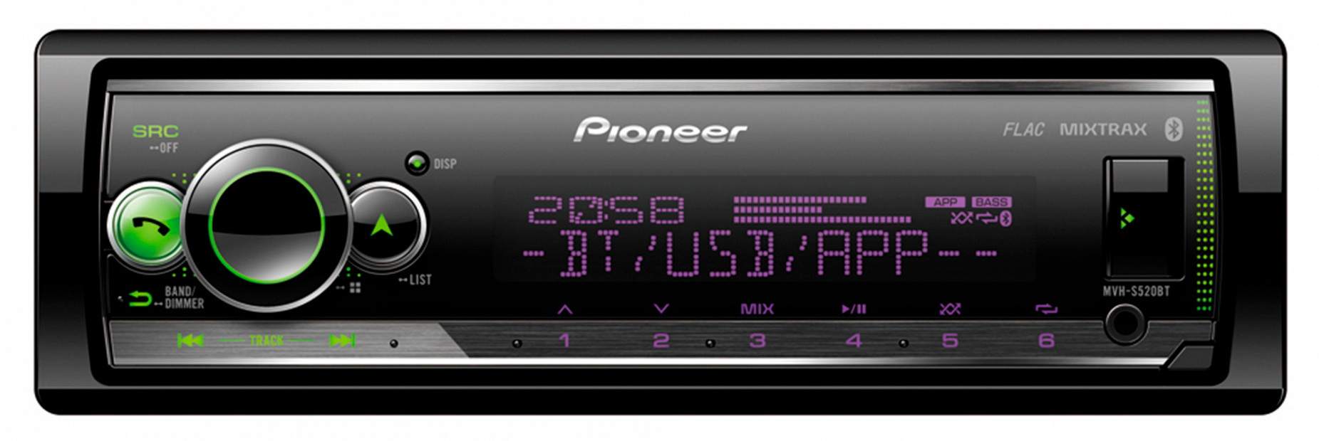 Автомагнитола Pioneer, 1 DIN, 4x4x50Вт, черный