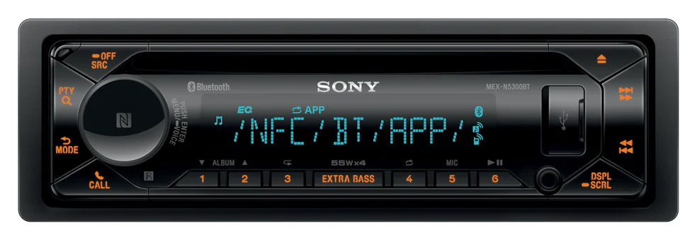 

Автомагнитола Sony, 1 DIN, 4x55 Вт, Bluetooth, черный (MEX-N5300BT)