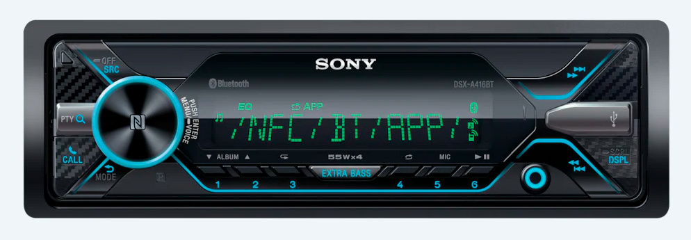 Автомагнитола Sony, 1 DIN, 4x55 Вт, черный