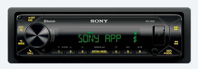

Автомагнитола Sony, 1 DIN, 4x4x100Вт, Bluetooth, черный (DSX-GS80)
