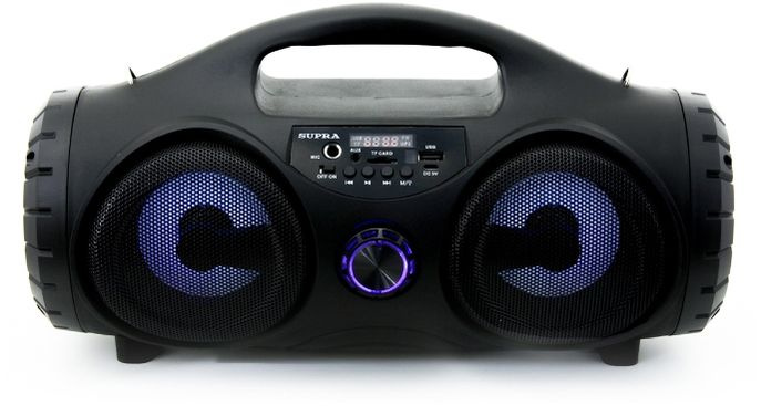 

Портативная акустика 2.0 SUPRA BTS-880, 16 Вт, FM, AUX, SD, Bluetooth, подсветка, черный (BTS-880), BTS-880