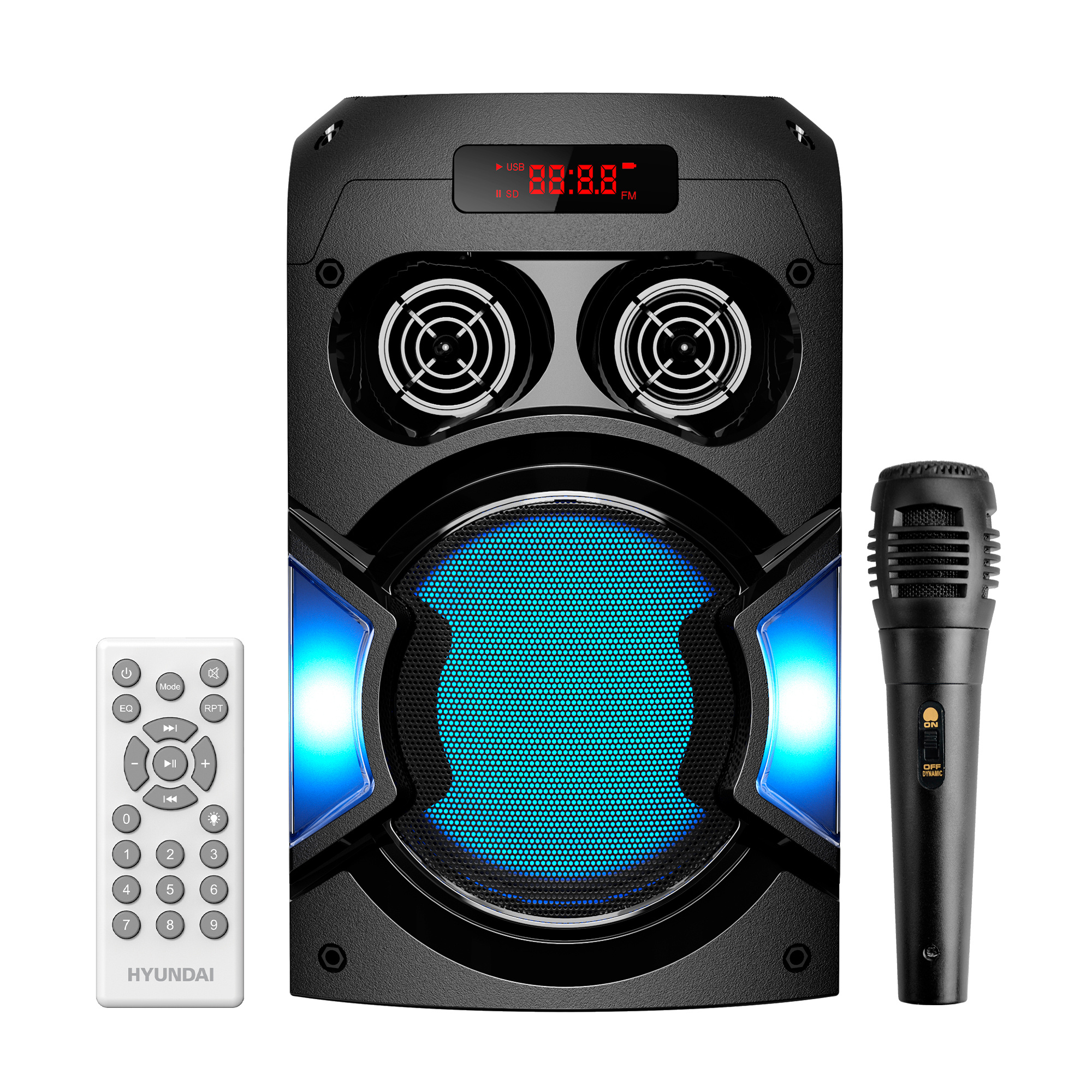 Мидисистема Hyundai, 60 Вт, FM, USB, AUX, Bluetooth, Да, ПДУ, черный (H-MC1220)
