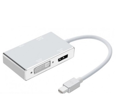 

Переходник (адаптер) Mini DisplayPort(M)-DisplayPort(M)/HDMI(F)/DVI-I(F)/VGA(F), белый KS-is (KS-781)