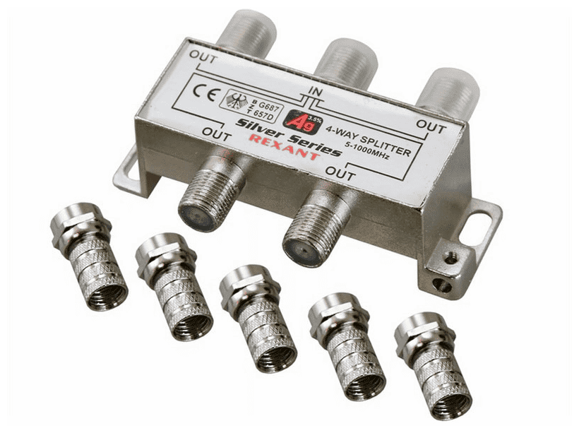 

Переходник антенный F(M)-4xTV+F, серебристый REXANT (06-0047-C)