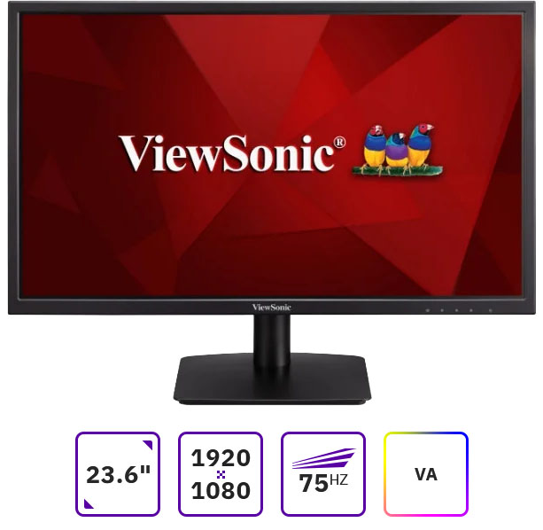 

Монитор 23.6" Viewsonic VA2405-H VA, 1920x1080 (16:9), 250кд/м2, 4мс, Adaptive-Sync, VGA, HDMI, черный, VA2405-H