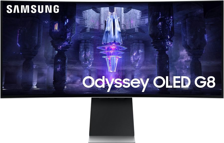 

Монитор 34" Samsung Odyssey G8 S34BG850SI OLED, изогнутый, 3440x1440 (21:9), 250кд/м2, 175 Гц, 0.03 мс, 178°/178°, FreeSync Premium, Micro HDMI, mini DisplayPort, USB Type-C, серебристый (LS34BG850SIXCI), S34BG850SI