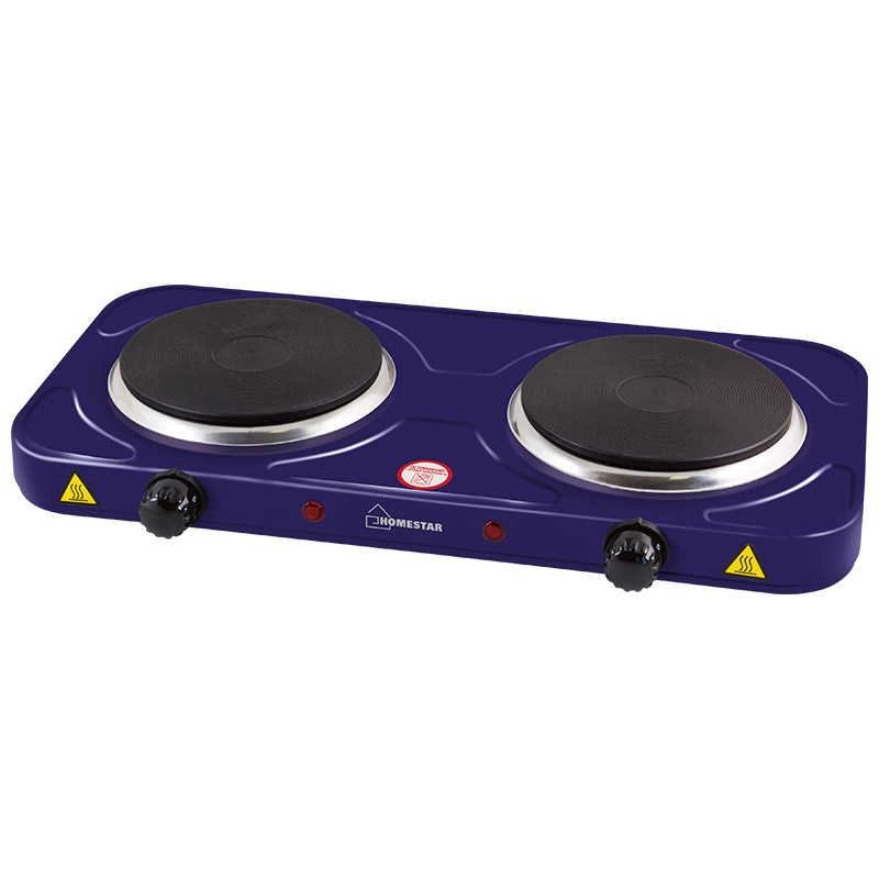 

Плита компактная электрическая HomeStar HS-1104, чугун, 2 кВт, конфорок - 2 шт., синий (008751), HS-1104