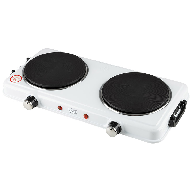 

Плита компактная электрическая HomeStar HS-1110, чугун, 2 кВт, конфорок - 2 шт., белая (104913), HS-1110