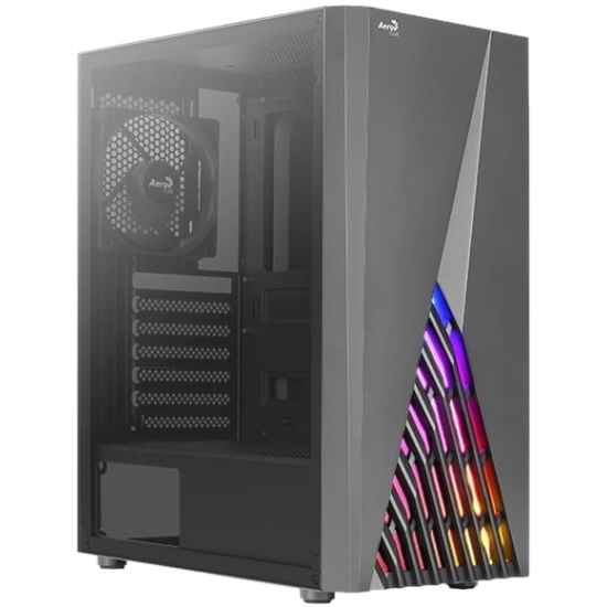 Корпус AeroCool DELTA, ATX, Midi-Tower, USB 3.0, RGB подсветка, черный, без БП (DELTA-A-BK-V1)