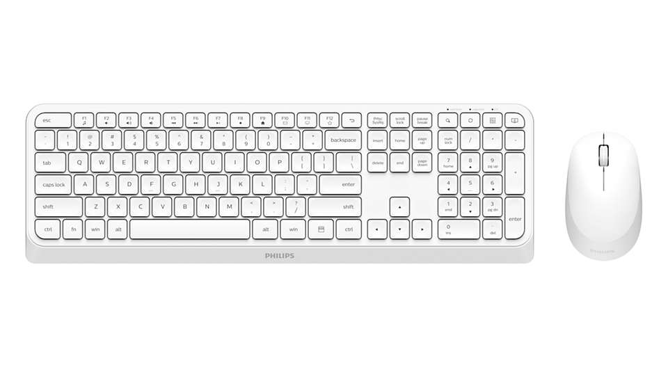 Клавиатура + мышь Philips SPT6307W, беспроводная, USB, белый ( SPT6307W)