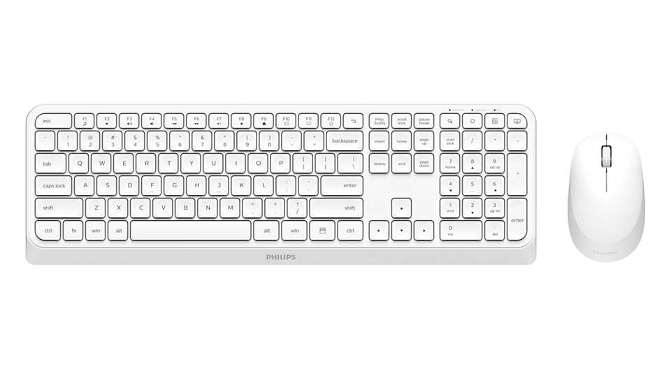 

Клавиатура + мышь Philips SPT6307W, беспроводная, USB, белый ( SPT6307W), SPT6307W