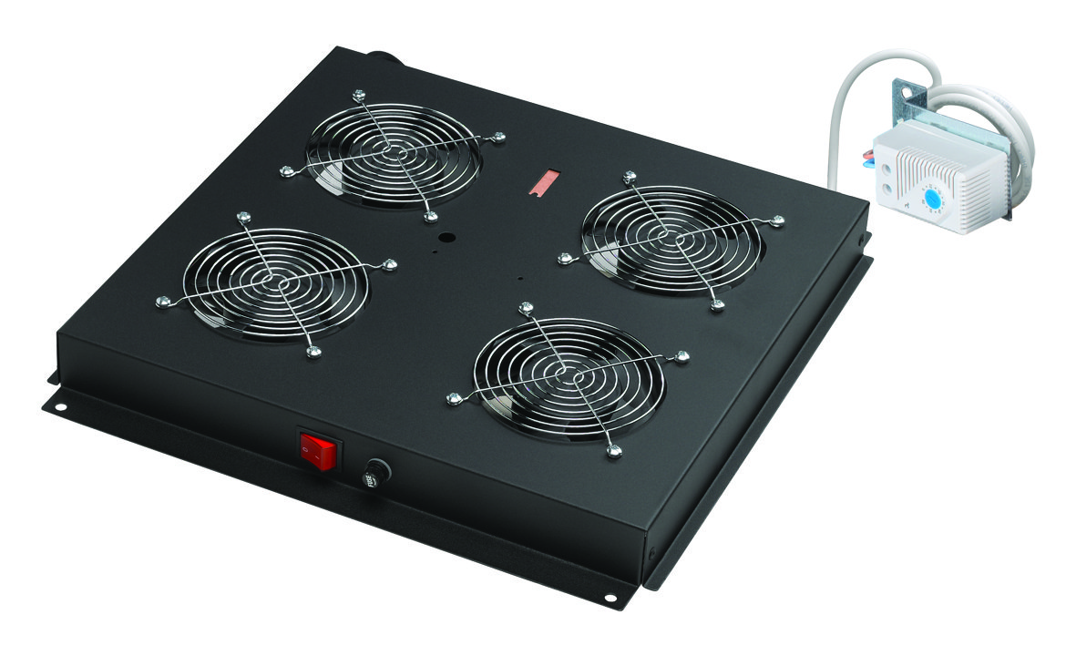Вентиляторный модуль Datarex, вентиляторов: 4, механический термостат, шнур 1.8м, черный (DR-452411)