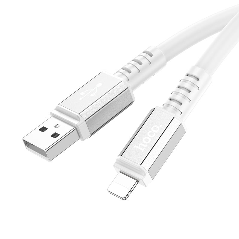 

Кабель USB-Lightning 8-pin, 2.4А, 1 м, белый, HOCO Strength X85, X85