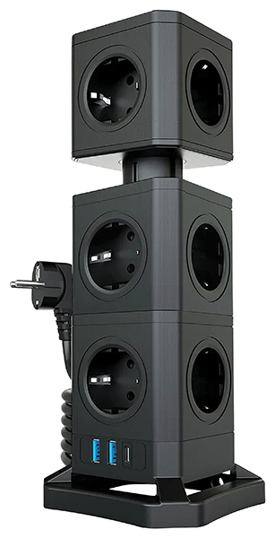 Сетевой фильтр Qumo Power Block System PD1+2 12SP5U (P-0003), 13, 2 м, черный