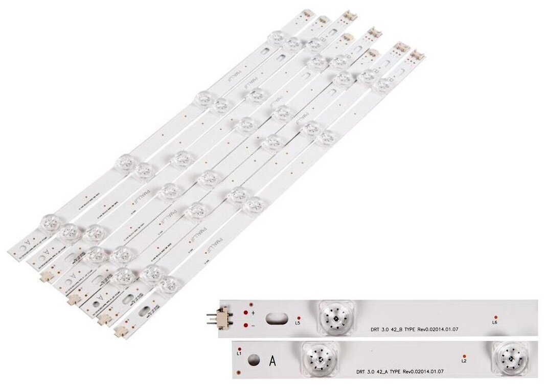 Светодиодная подсветка LG 42LB, 42LF, AGF78402101, DRT 3.0 42", 6916L-1956A, 6916L-1957A (комплект, 8 шт), (AGF78402101)