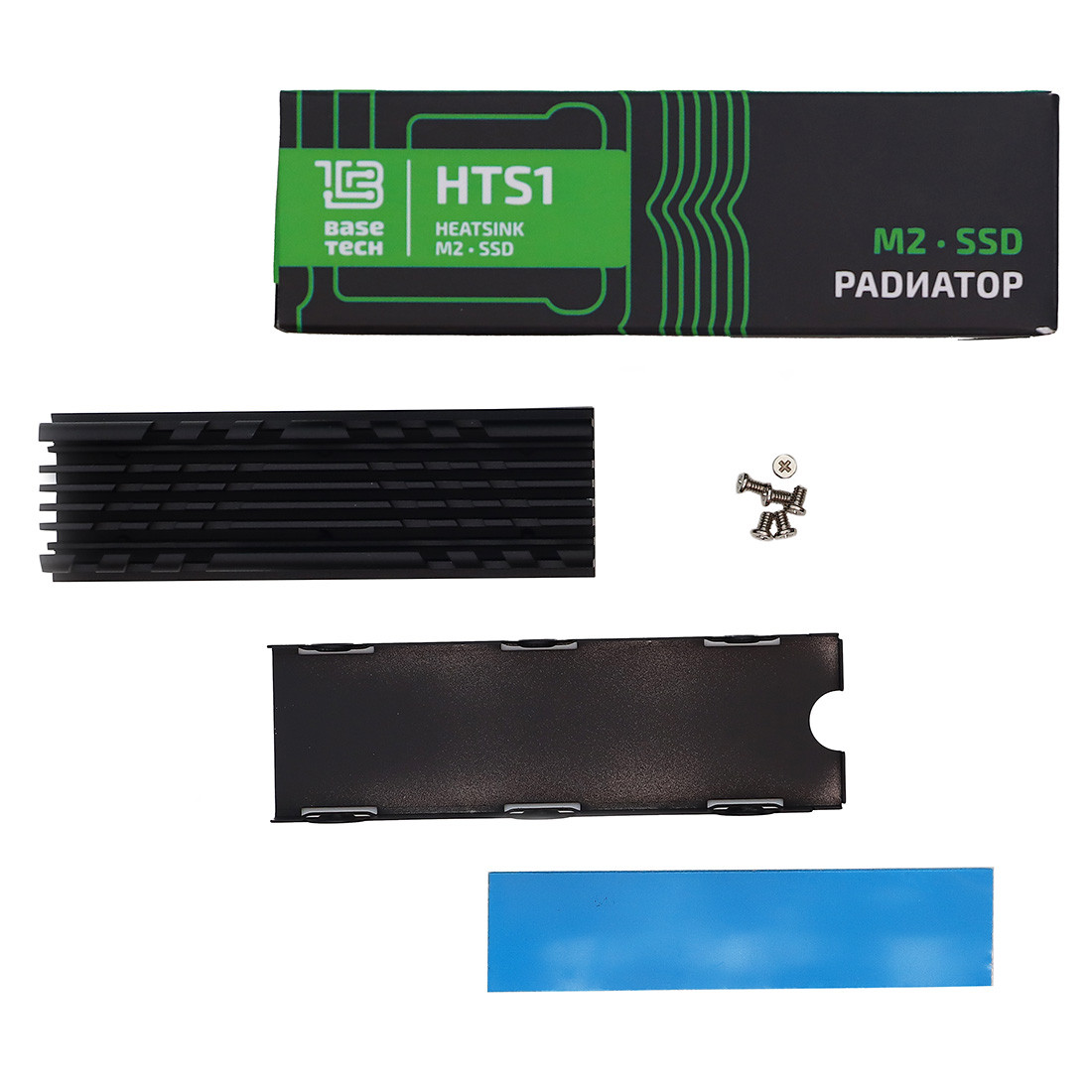 Радиатор для SSD M.2 2280 BaseTech Heatsink, алюминий, черный (BT-HTS-M22280-B)
