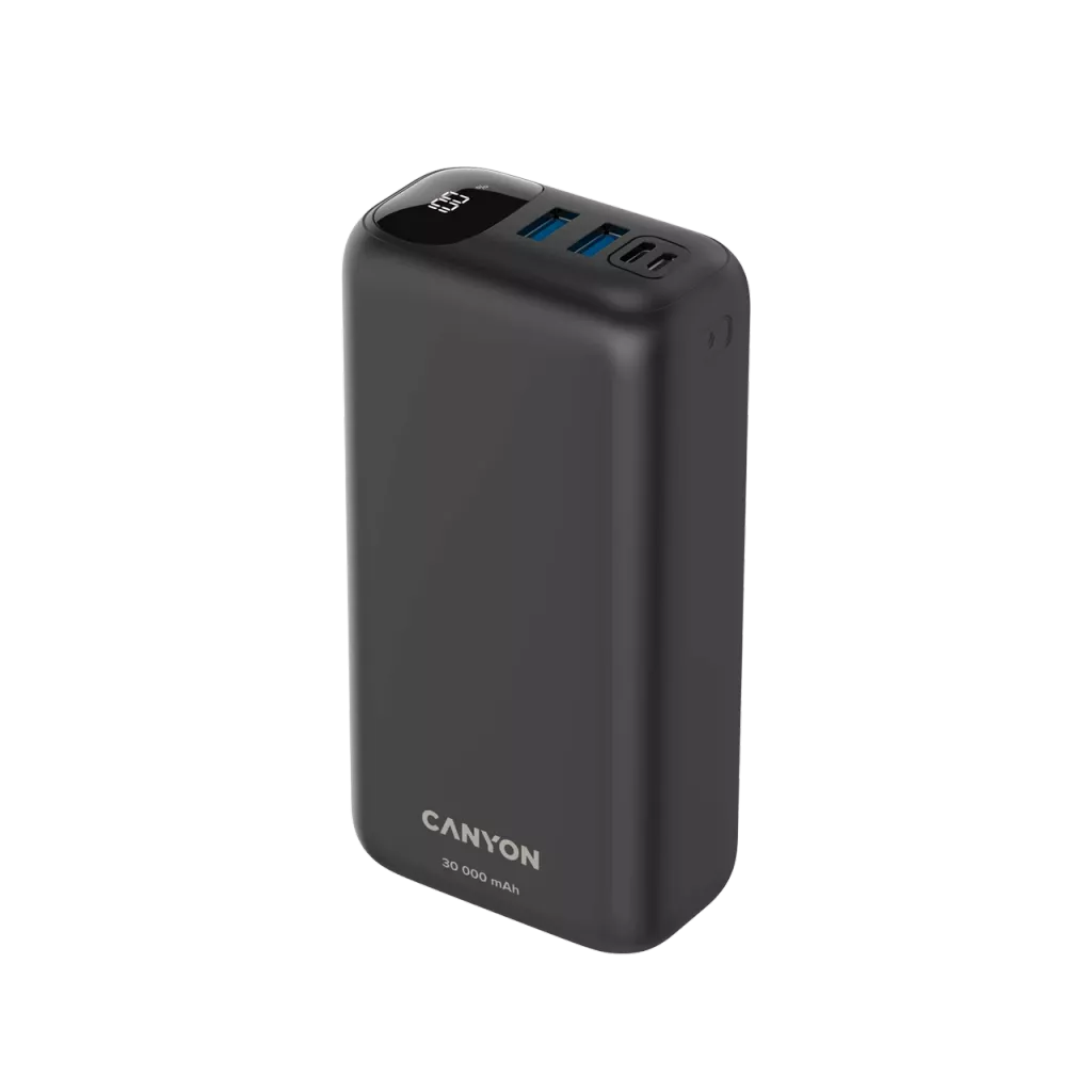 Портативный аккумулятор (Powerbank) Canyon PB-301, 30 А·ч, 2xUSB, 3А, Type-C, QC, PD, черный (CNE-CPB301B) - фото 1