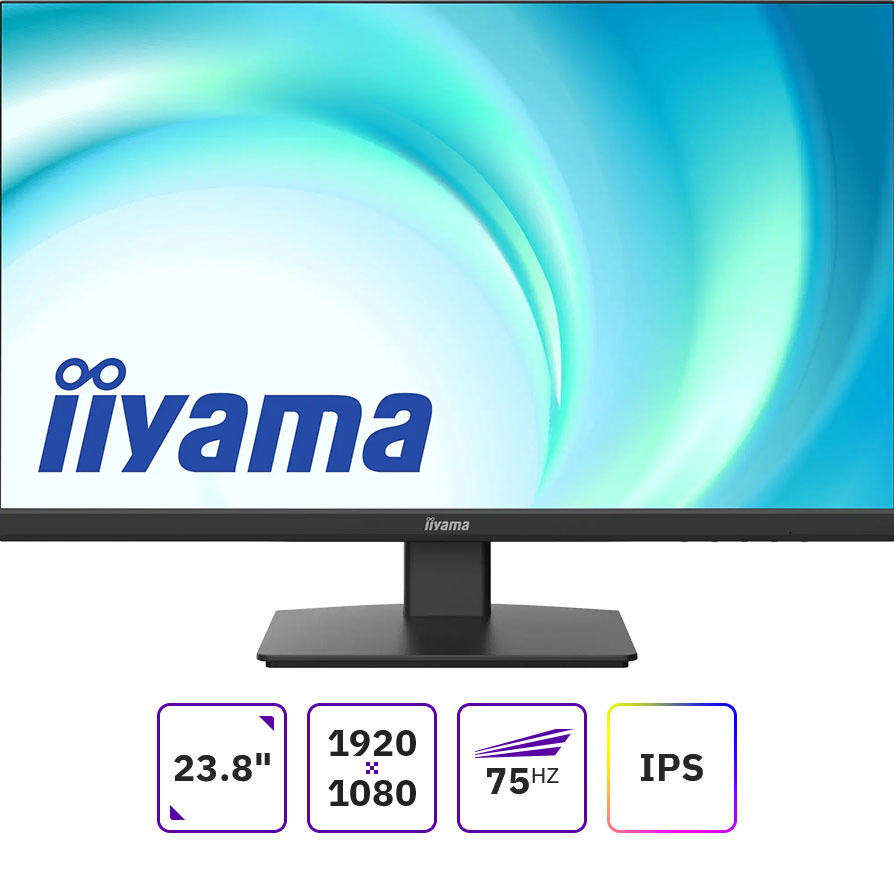 

Монитор 23.8" Iiyama ProLite XU2493HS-B4 IPS, 1920x1080 (16:9), 250кд/м2, 4мс, 178°/178°, VGA, HDMI, DisplayPort, черный (XU2493HS-B4), XU2493HS-B4